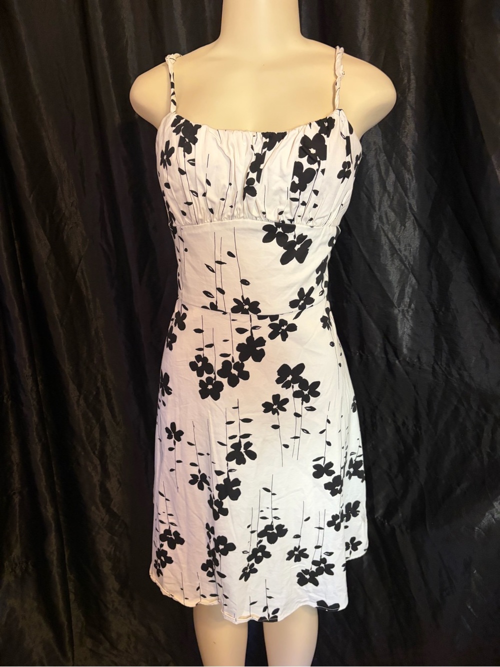 Alyn Paige White Dress with Black Floral Print